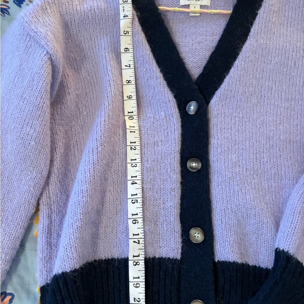 On 34th Purple and navy knit Cardigan Sweater small - Picture 8 of 9